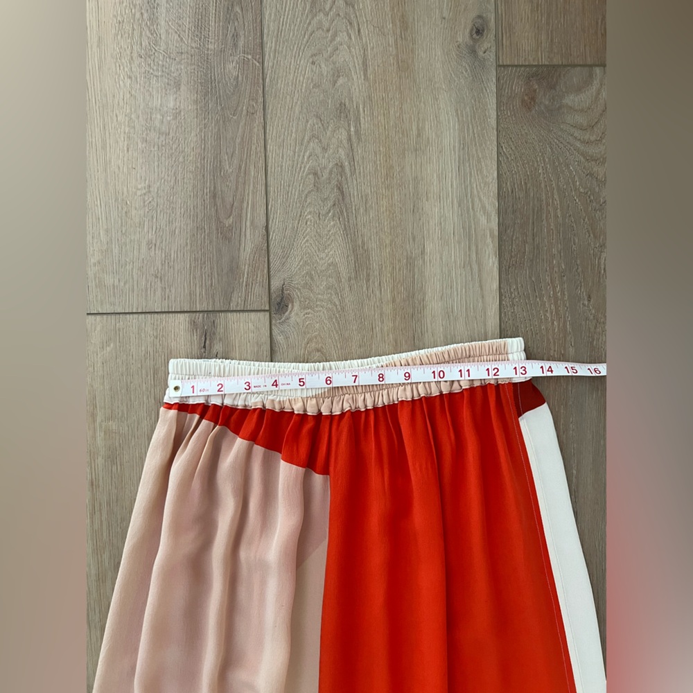 Ali Golden Red Color-Block Sheer Silk Skirt - Picture 5 of 6